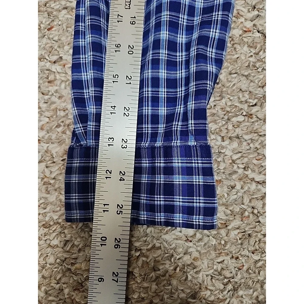 Ralph Lauren Blue‎ Plaid Long Sleeve Button Logo Shirt Size L